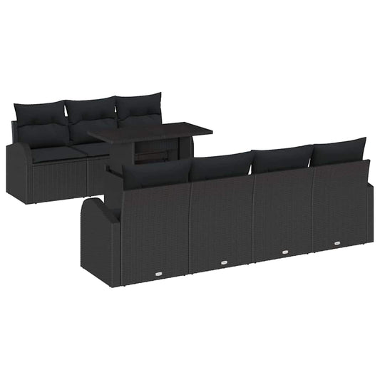 Garten-Sofa-Set 8 pcs Schwarz 100 x 55 x 73 cm Poly Rattan