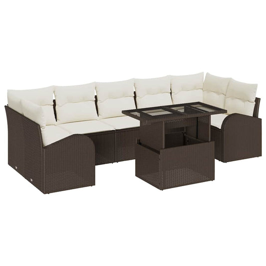 Garten-Sofa-Set 8 pcs Braun 100 x 55 x 73 cm Poly Rattan