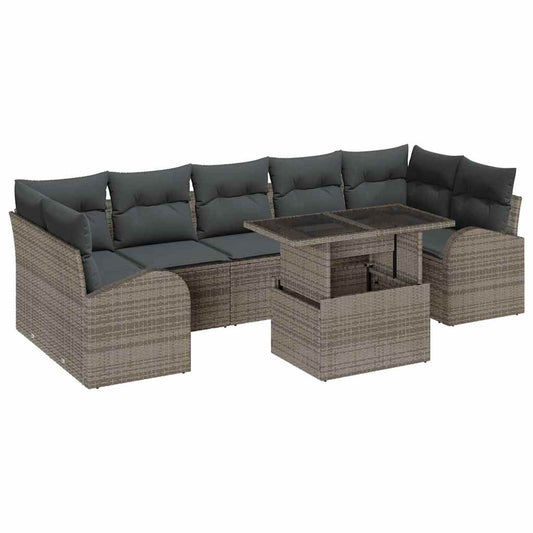 Garten-Sofa-Set 8 pcs Grau 100 x 55 x 73 cm Poly Rattan