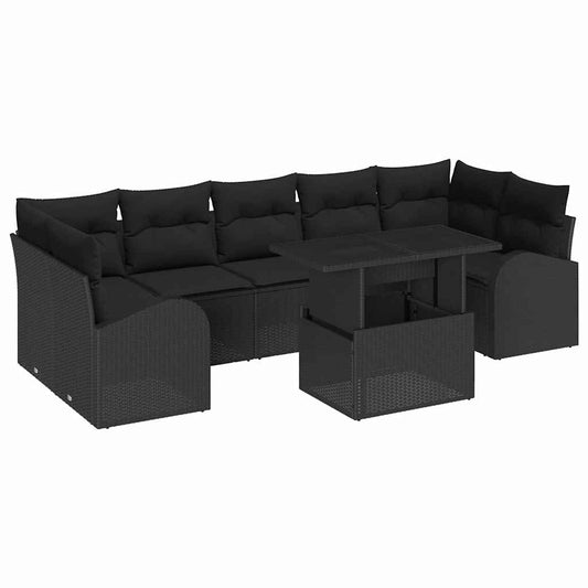 Garten-Sofa-Set 8 pcs Schwarz 100 x 55 x 73 cm Poly Rattan