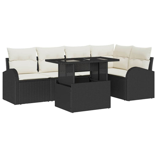 Garten-Sofa-Set 6 pcs Schwarz 100 x 55 x 73 cm Poly Rattan