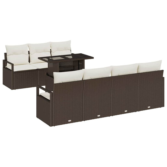 Garten-Sofa-Set mit Speicher 8 pcs Braun Poly Rattan