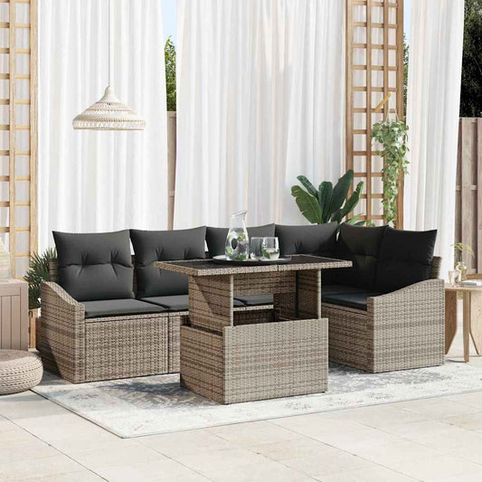 Garten-Sofa-Set mit Kissen 6 pcs Grau 100 x 55 x 73 cm