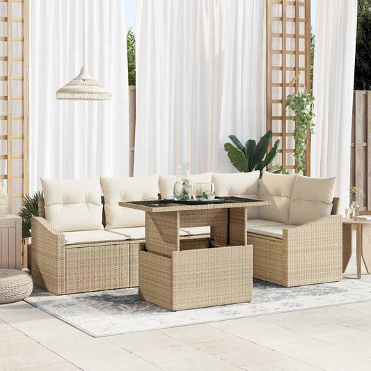 Garten-Sofa-Set 6 pcs Beige und Creme 100 x 55 x 73 cm