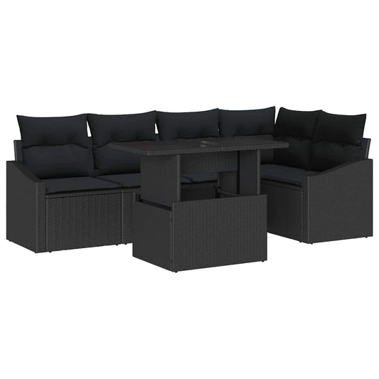 Garten-Sofa-Set mit Kissen 6 pcs Schwarz 100 x 55 x 73 cm