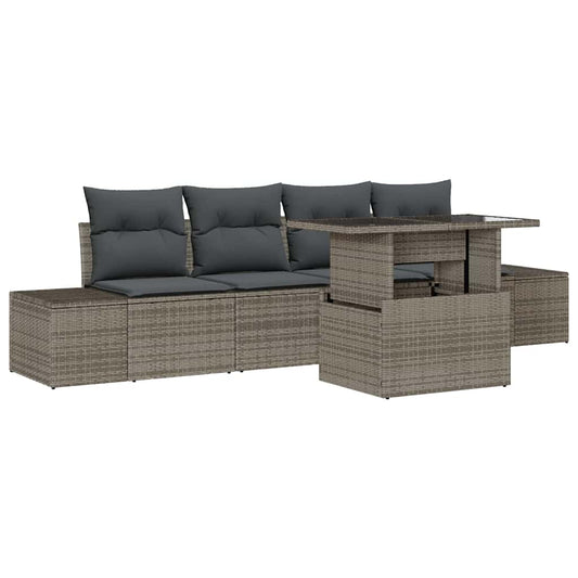 Garten-Sofa-Set mit Kissen 5 pcs Grau 100 x 55 x 73 cm