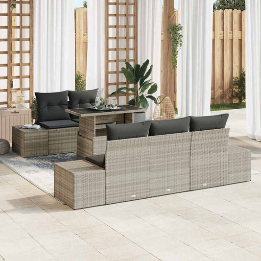Garten-Sofa-Set 6 pcs Hellgrau und Dunkelgrau 100 x 55 x 73 cm