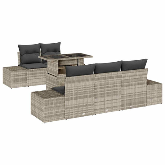 Garten-Sofa-Set 6 pcs Hellgrau und Dunkelgrau 100 x 55 x 73 cm