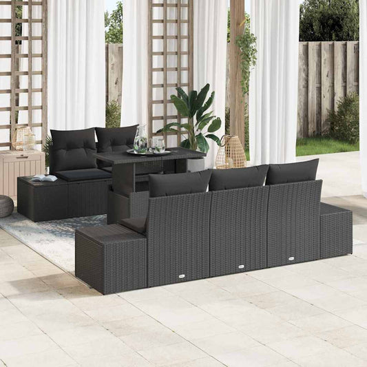 Garten-Sofa-Set mit Kissen 6 pcs Schwarz 100 x 55 x 73 cm
