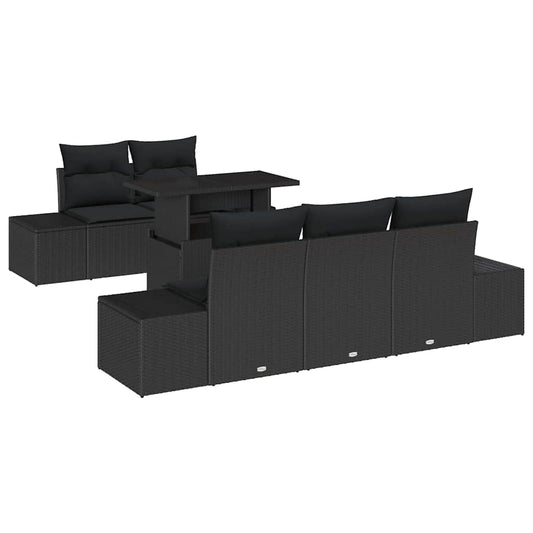 Garten-Sofa-Set mit Kissen 6 pcs Schwarz 100 x 55 x 73 cm
