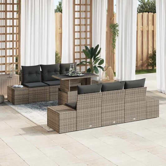 Garten-Sofa-Set mit Kissen 7 pcs Grau 100 x 55 x 73 cm