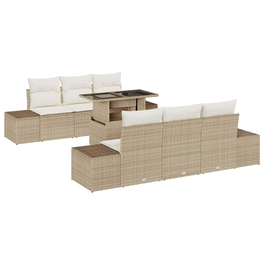 Garten-Sofa-Set 7 pcs Beige und Creme 100 x 55 x 73 cm
