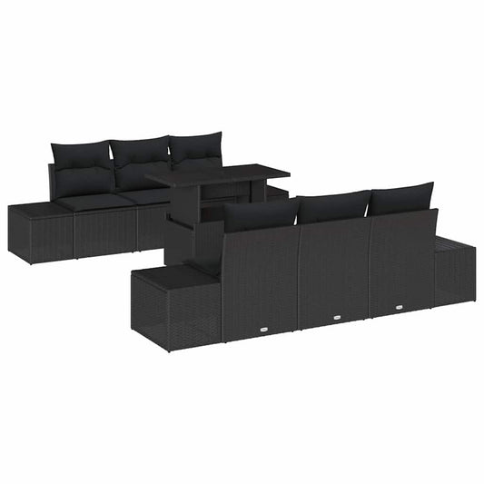Garten-Sofa-Set mit Kissen 7 pcs Schwarz 100 x 55 x 73 cm