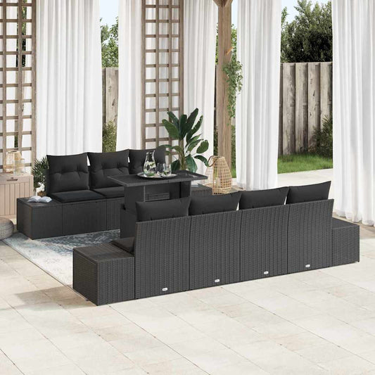 Garten-Sofa-Set mit Kissen 8 pcs Schwarz 100 x 55 x 73 cm