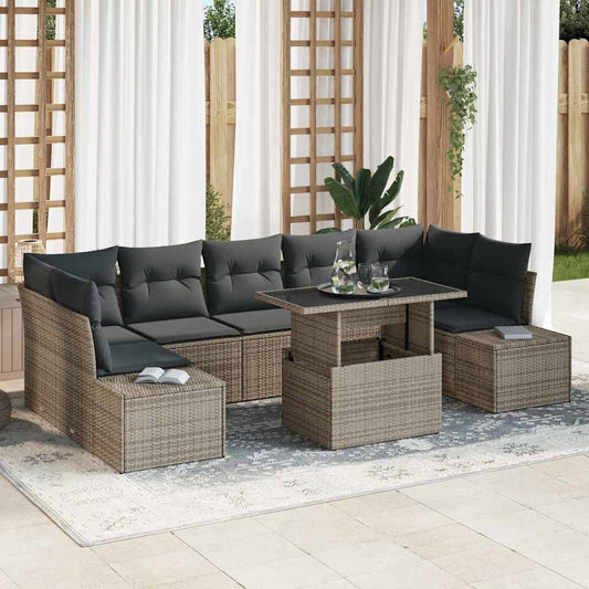 Garten-Sofa-Set mit Kissen 8 pcs Grau 100 x 55 x 73 cm