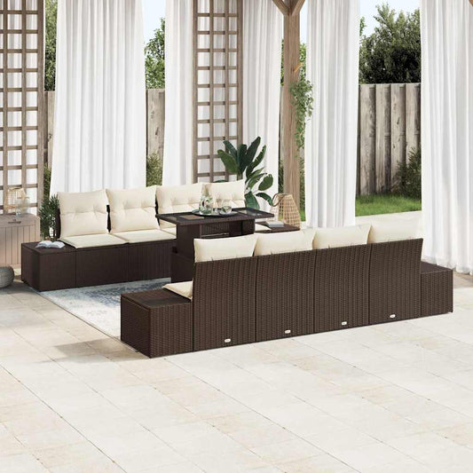 Garten-Sofa-Set 7 pcs Braun und Creme 100 x 55 x 73 cm