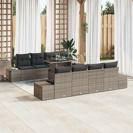 Garten-Sofa-Set mit Kissen 7 pcs Grau 100 x 55 x 73 cm