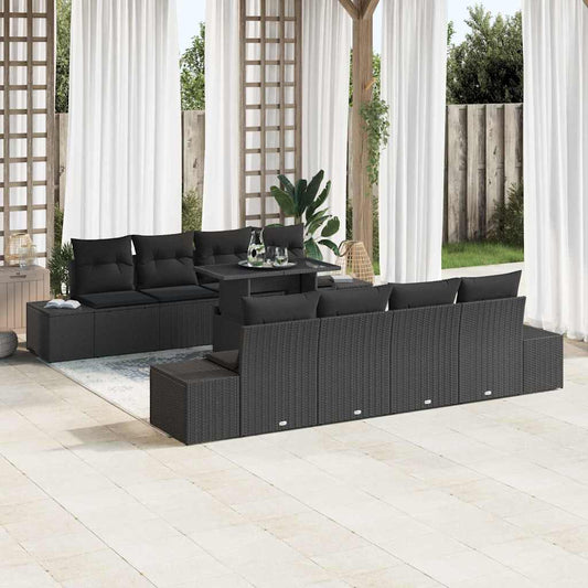 Garten-Sofa-Set mit Kissen 7 pcs Schwarz 100 x 55 x 73 cm