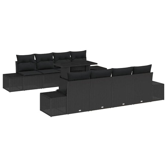 Garten-Sofa-Set mit Kissen 7 pcs Schwarz 100 x 55 x 73 cm