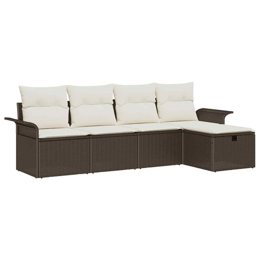 Garten-Sofa-Set 5 pcs Braun und Creme 251 x 117 x 85 cm