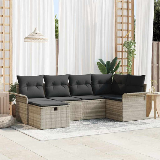Garten-Sofa-Set mit Kissen 6 pcs Hellgrau 242,5 x 132,5 x 85 cm