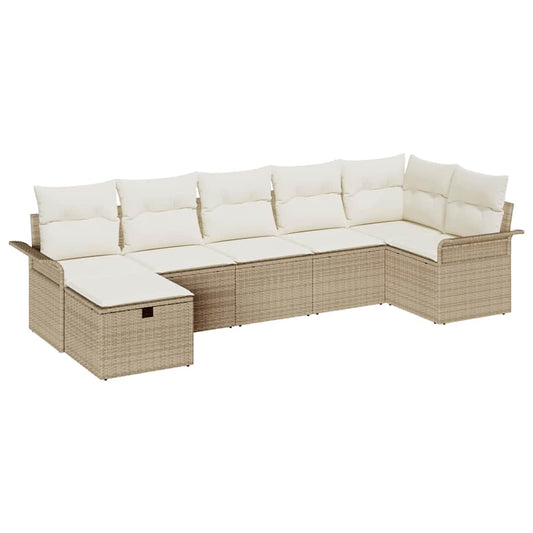 Garten-Sofa-Set 7 pcs Beige und Creme 297,5 x 132,5 x 85 cm