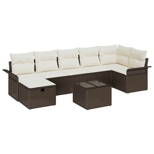 Garten-Sofa-Set 8 pcs Braun und Creme 297,5 x 132,5 x 85 cm