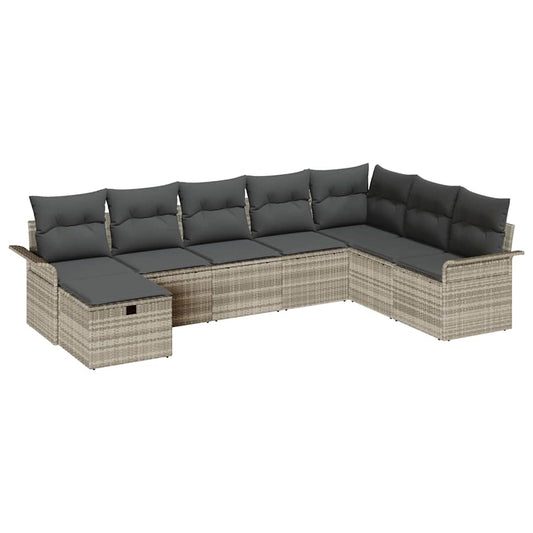 Garten-Sofa-Set mit Kissen 8 pcs Hellgrau 297,5 x 187,5 x 85 cm