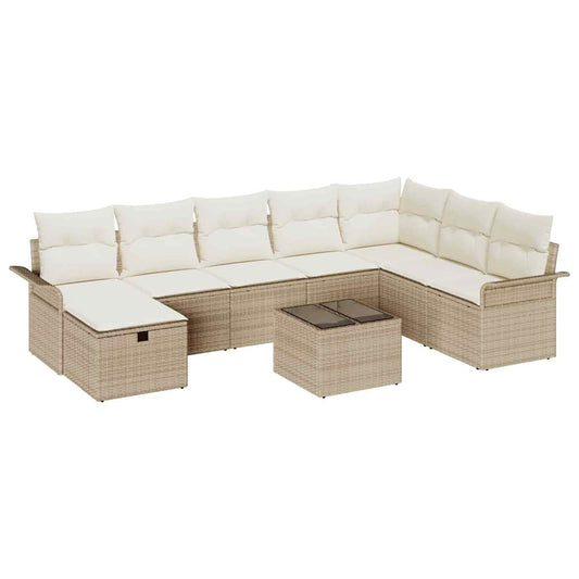 Garten-Sofa-Set 9 pcs Beige und Creme 297,5 x 187,5 x 85 cm