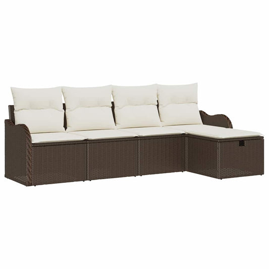 Garten-Sofa-Set 5 pcs Braun und Creme 231 x 117 x 85 cm