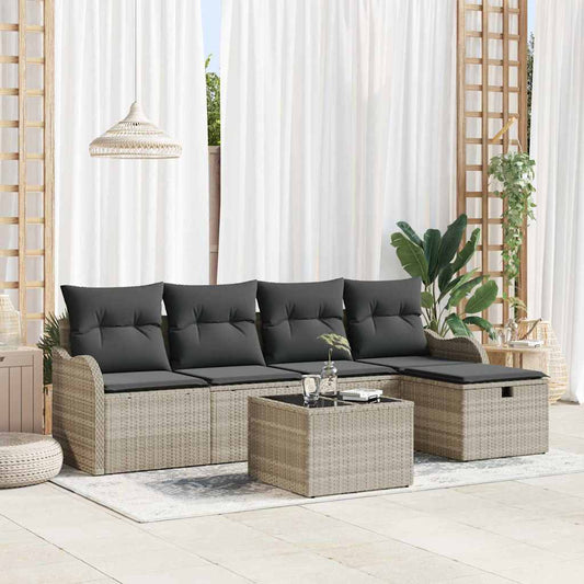 Garten-Sofa-Set 6 pcs Hellgrau 231 x 117 x 85 cm Poly Rattan