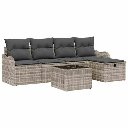 Garten-Sofa-Set 6 pcs Hellgrau 231 x 117 x 85 cm Poly Rattan