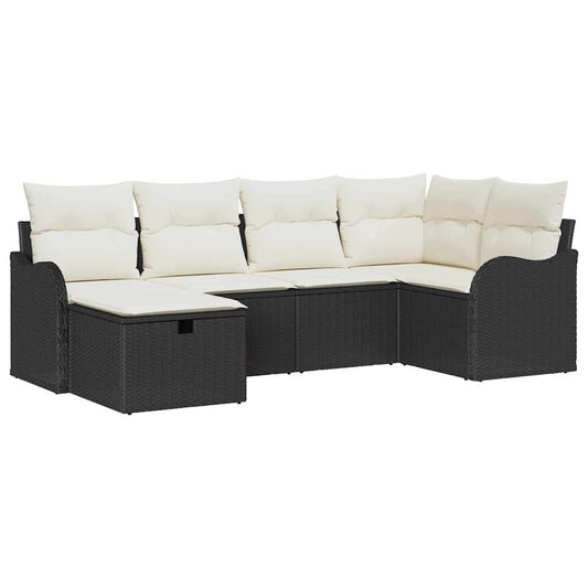 Garten-Sofa-Set 6 pcs Schwarz und Creme 232,5 x 122,5 x 85 cm
