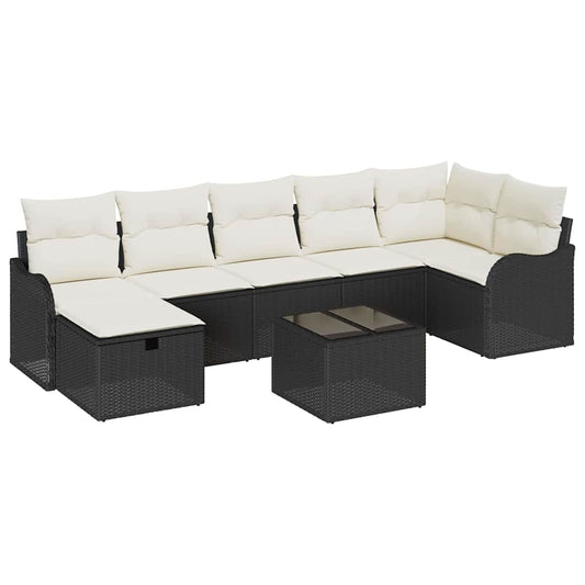 Garten-Sofa-Set 8 pcs Schwarz und Creme 287.5 x 122.5 x 85 cm