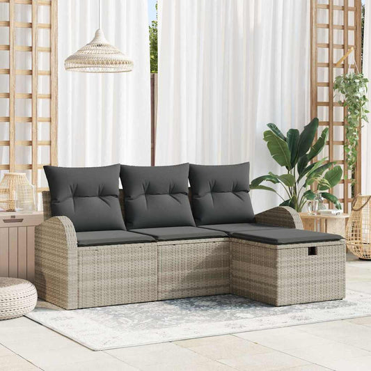 Garten-Sofa-Set 4 pcs Hellgrau 179 x 117 x 85 cm Poly Rattan