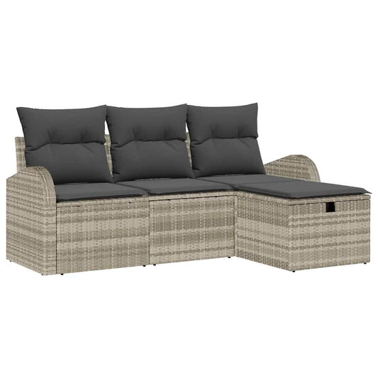Garten-Sofa-Set 4 pcs Hellgrau 179 x 117 x 85 cm Poly Rattan