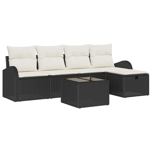 Garten-Sofa-Set 6 pcs Schwarz und Creme 234 x 117 x 85 cm