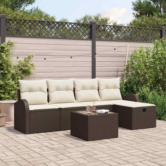 Garten-Sofa-Set 6 pcs Braun und Creme 234 x 117 x 85 cm