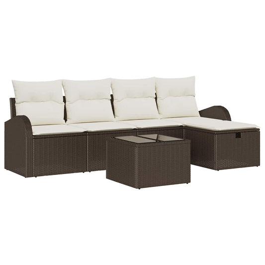 Garten-Sofa-Set 6 pcs Braun und Creme 234 x 117 x 85 cm