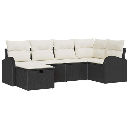 Garten-Sofa-Set 6 pcs Schwarz und Creme 234 x 124 x 85 cm