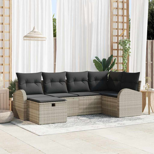 Garten-Sofa-Set 6 pcs Hellgrau 234 x 124 x 85 cm Poly Rattan