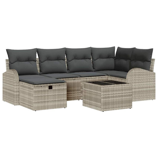 Garten-Sofa-Set 7 pcs Hellgrau 234 x 124 x 85 cm Poly Rattan