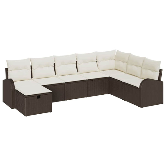 Sofa Set mit Kissen mit Speicher Braun und Creme Poly-Rattan