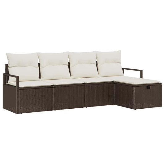 Garten-Sofa-Set 5 pcs Braun und Creme 230 x 117 x 85 cm