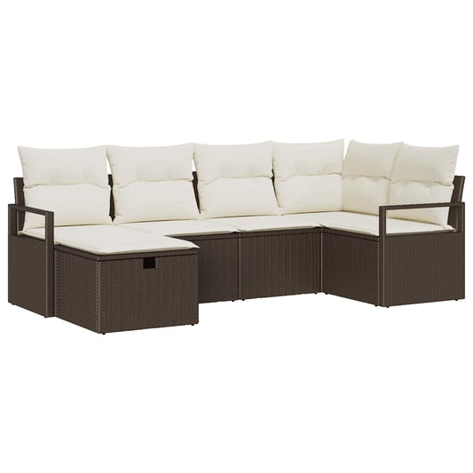 Garten-Sofa-Set 6 pcs Braun und Creme 232 x 122 x 85 cm