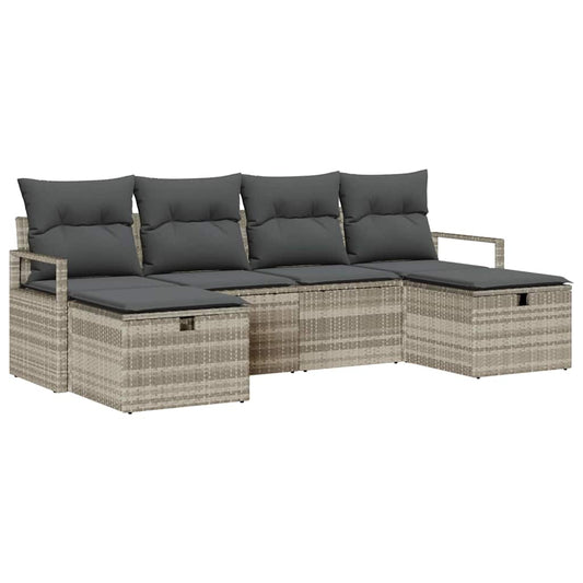 Garten-Sofa-Set 6 pcs Hellgrau 230 x 117 x 85 cm Poly Rattan
