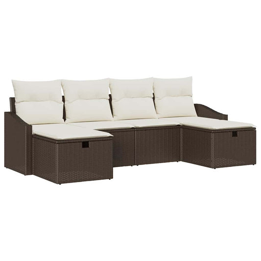 Gartensofa-set mit Kissen mit Speicher 6 pcs Poly-Rattan