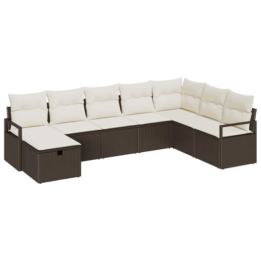 Garten-Sofa-Set 8 pcs Braun Poly Rattan