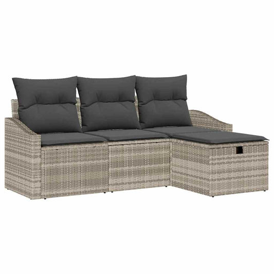 Sofa Set mit Kissen 4 pcs Poly-Rattan