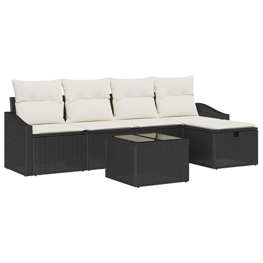 Garten-Sofa-Set 6 pcs Schwarz 55 x 55 x 37 cm Poly Rattan